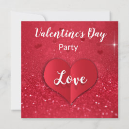 Valentijn Red Paper Heart Glitter Party Invitation Kaart