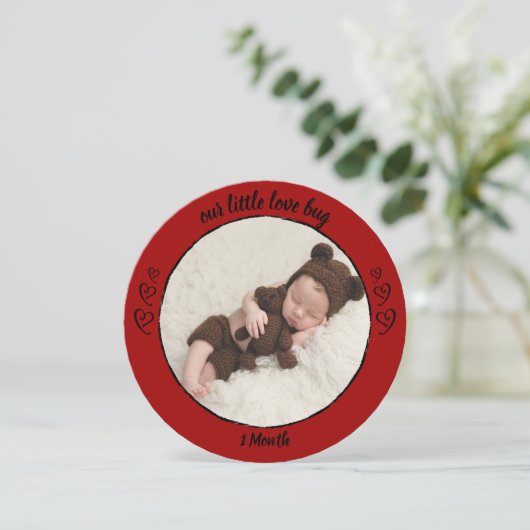 Valentijn Red Photo Love Bug Heart Photo Card Feestdagenkaart (Staand voorkant)