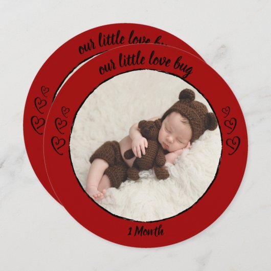 Valentijn Red Photo Love Bug Heart Photo Card Feestdagenkaart (Voorkant / Achterkant)