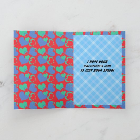Valentijn Red Race Auto Kinder Boys Valentijnsdag Feestdagen Kaart (Binnen)