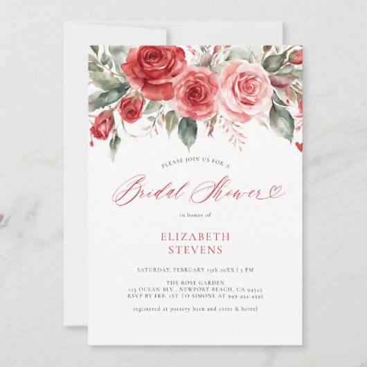 Valentijn Red Roses Calligrafie Chic Vrijgezellenf Kaart (Voorkant)