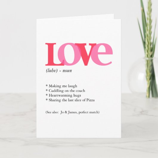 Valentijn Red & Roze Love Typografie Feestdagen Kaart (Voorkant)