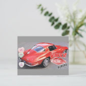 Valentijn Red Split Window Corvette Klassiek Feestdagenkaart (Staand voorkant)