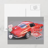 Valentijn Red Split Window Corvette Klassiek Feestdagenkaart (Voorkant / Achterkant)