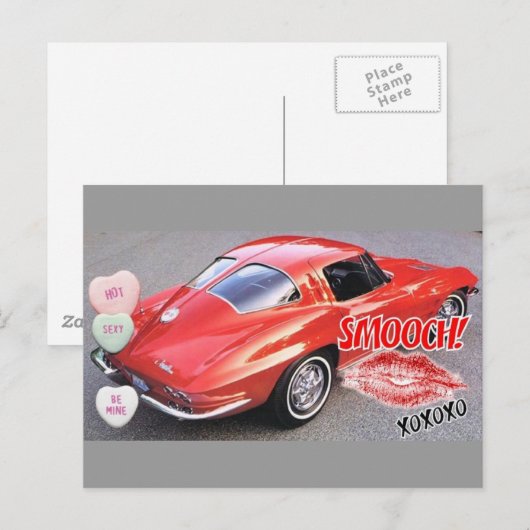 Valentijn Red Split Window Corvette Klassiek Feestdagenkaart (Voorkant / Achterkant)