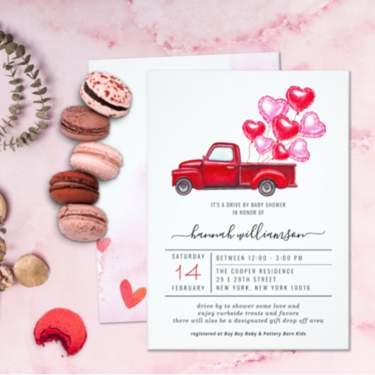 Valentijn Red Truck | Baby shower "drive-by" Kaart