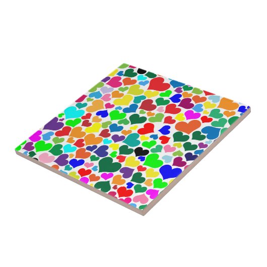 valentijn regenboogharten tegeltje (Zijkant)