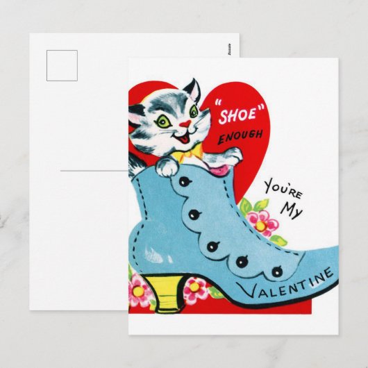 Valentijn retro Feestdagenkaart (Voorkant / Achterkant)