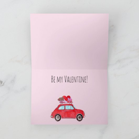 Valentijn Retro Fiat 500 Kaart (Binnen)