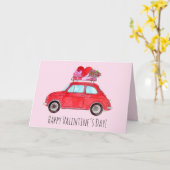 Valentijn Retro Fiat 500 Kaart (Gele Bloem)