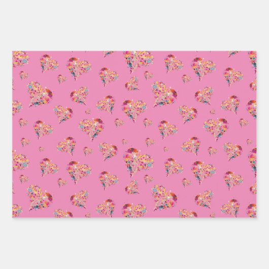 Valentijn retro hartenpatroon inpakpapier vel (Voorkant 2)