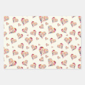 Valentijn retro hartenpatroon inpakpapier vel (Voorkant 2)
