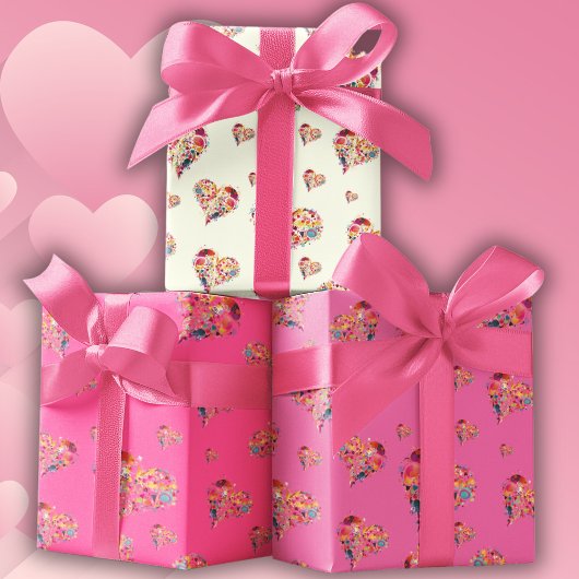 Valentijn retro hartenpatroon inpakpapier vel