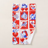 Valentijn Retro Liefde Knuffels Schattige Patroon Bad Handdoek (Handdoek)