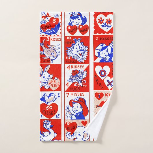 Valentijn Retro Liefde Knuffels Schattige Patroon Bad Handdoek (Handdoek)