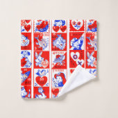 Valentijn Retro Liefde Knuffels Schattige Patroon Bad Handdoek (Wasdoekje)