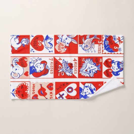 Valentijn Retro Liefde Knuffels Schattige Patroon Bad Handdoek (Handdoek)