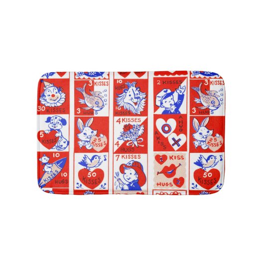 Valentijn Retro Liefde Knuffels Schattige Patroon Badmat (Voorkant)
