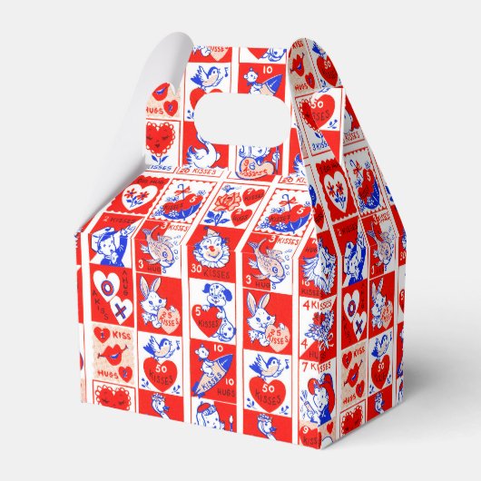 Valentijn Retro Liefde Knuffels Schattige Patroon Bedankdoosjes (Achterkant)