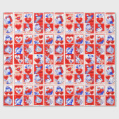 Valentijn Retro Liefde Knuffels Schattige Patroon Cadeaupapier (Vlak)
