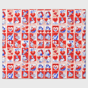 Valentijn Retro Liefde Knuffels Schattige Patroon Cadeaupapier