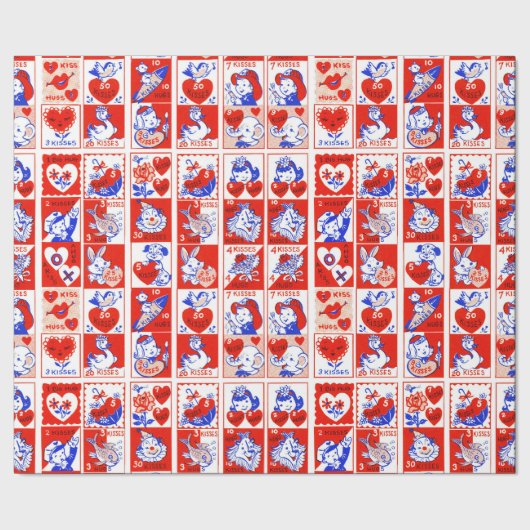 Valentijn Retro Liefde Knuffels Schattige Patroon Cadeaupapier (Zoom)