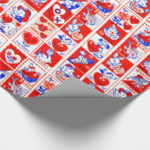 Valentijn Retro Liefde Knuffels Schattige Patroon Cadeaupapier (Hoek)