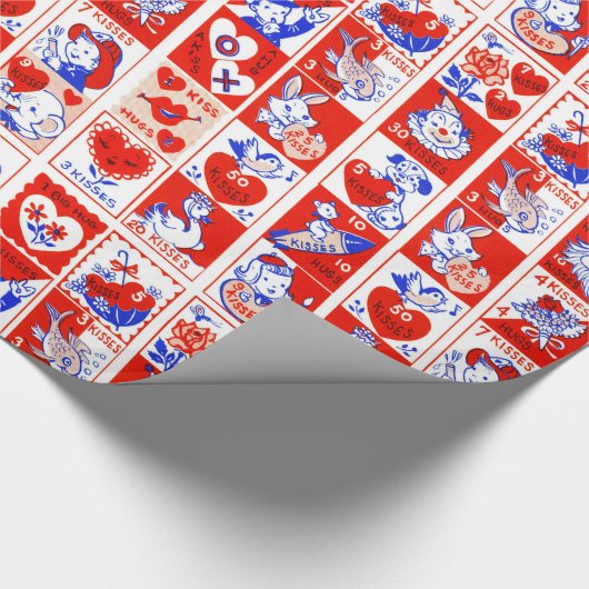 Valentijn Retro Liefde Knuffels Schattige Patroon Cadeaupapier (Hoek)