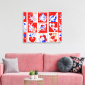 Valentijn Retro Liefde Knuffels Schattige Patroon Canvas Afdruk (Insitu (Woonkamer))