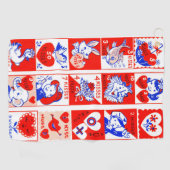 Valentijn Retro Liefde Knuffels Schattige Patroon Golfhanddoek (Horizontaal)