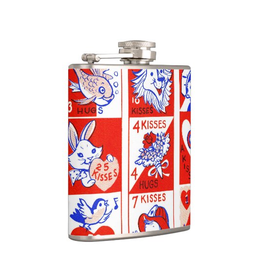 Valentijn Retro Liefde Knuffels Schattige Patroon Heupfles (Rechts)