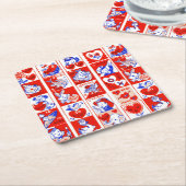 Valentijn Retro Liefde Knuffels Schattige Patroon Kartonnen Onderzetters (Schuin)