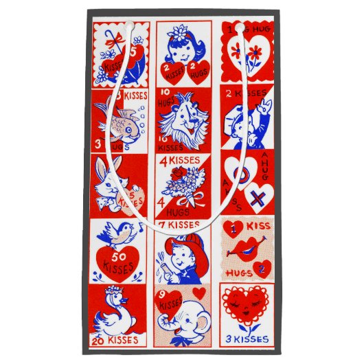 Valentijn Retro Liefde Knuffels Schattige Patroon Klein Cadeauzakje (Voorkant)