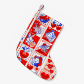 Valentijn Retro Liefde Knuffels Schattige Patroon Kleine Kerstsok (Voorkant (Hangend))