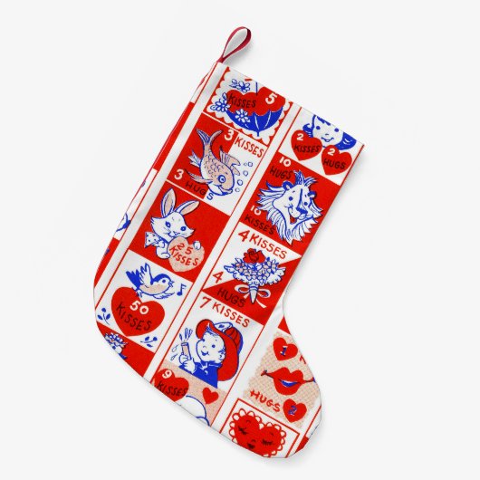 Valentijn Retro Liefde Knuffels Schattige Patroon Kleine Kerstsok (Voorkant (Hangend))