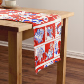 Valentijn Retro Liefde Knuffels Schattige Patroon Korte Tafelloper (Voorbeeld)