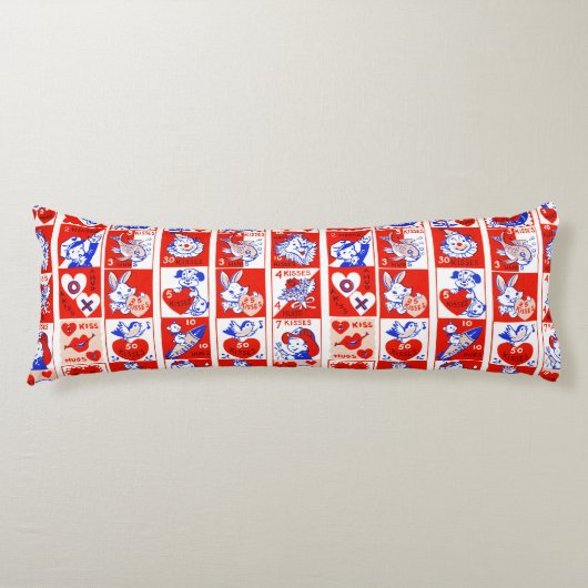 Valentijn Retro Liefde Knuffels Schattige Patroon Lichaamskussen (Voorkant)