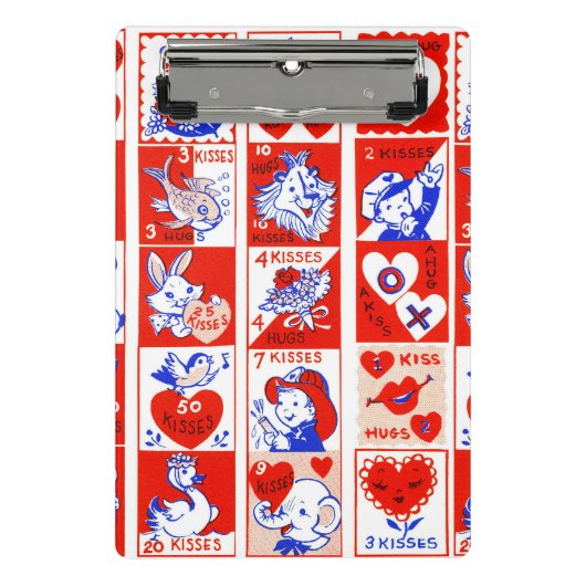 Valentijn Retro Liefde Knuffels Schattige Patroon Mini Klembord (Voorkant)