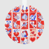 Valentijn Retro Liefde Knuffels Schattige Patroon Ornament (achterkant)