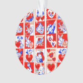 Valentijn Retro Liefde Knuffels Schattige Patroon Ornament (voorkant)