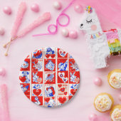 Valentijn Retro Liefde Knuffels Schattige Patroon Papieren Bordje (Feest)