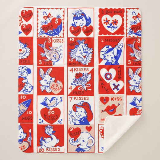 Valentijn Retro Liefde Knuffels Schattige Patroon Sherpa Deken (Voorkant)