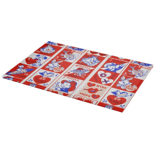 Valentijn Retro Liefde Knuffels Schattige Patroon Snijplank (Hoek)