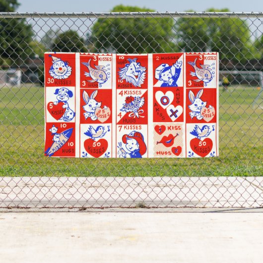 Valentijn Retro Liefde Knuffels Schattige Patroon Spandoek (Insitu)