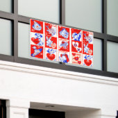 Valentijn Retro Liefde Knuffels Schattige Patroon Spandoek (Buitenkant Gebouw)