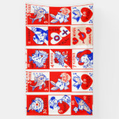 Valentijn Retro Liefde Knuffels Schattige Patroon Spandoek (Verticaal)