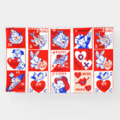 Valentijn Retro Liefde Knuffels Schattige Patroon Spandoek (Horizontaal)