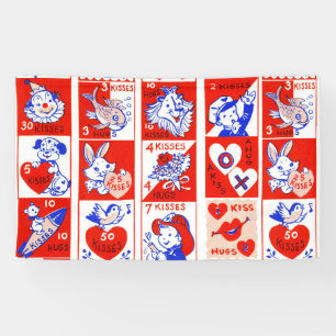 Valentijn Retro Liefde Knuffels Schattige Patroon Spandoek