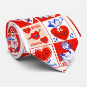 Valentijn Retro Liefde Knuffels Schattige Patroon Stropdas (Opgerold)