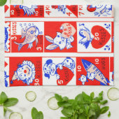 Valentijn Retro Liefde Knuffels Schattige Patroon Theedoek (Gevouwen)